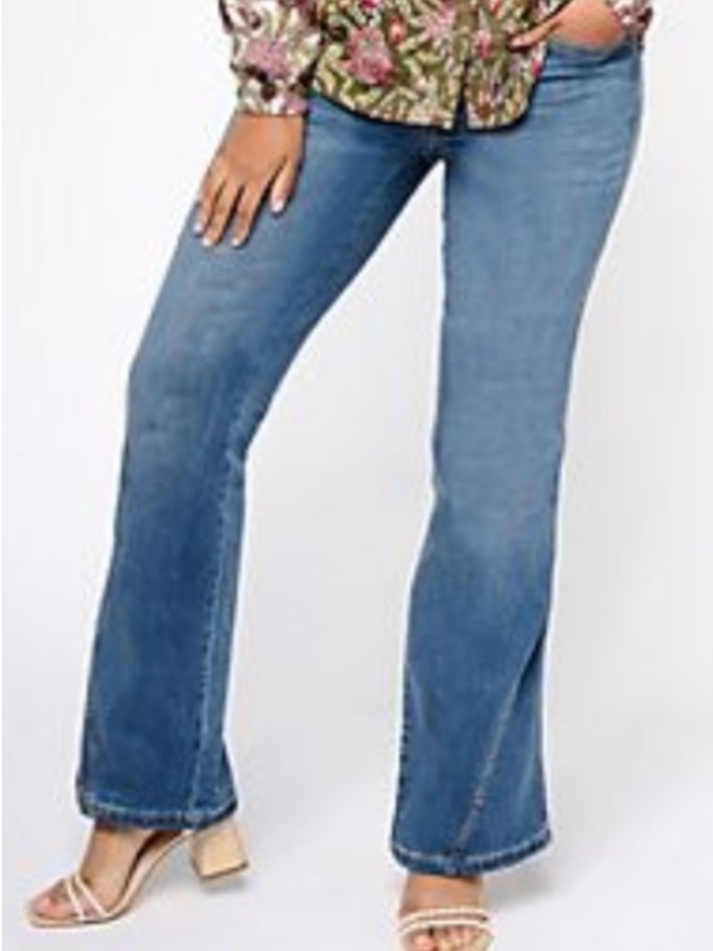 Belle Kim Gravel Tripleluxe Pull On Flare Leg Jeans Size 14